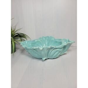 Vintage Aqua Pottery Console Bowl Planter USA 538